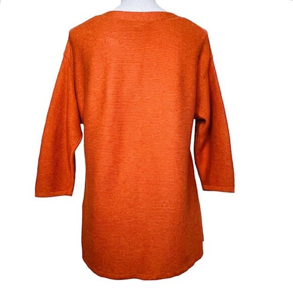 CHICO'S Burnt Orange Ribbed Knit Top - Size Medium - Picture 3 of 8
